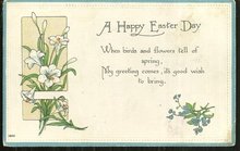Vintage Happy Easter Day Postcard with Lilies 1917