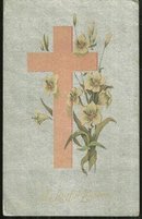 Joyful Easter Postcard with Pink Cross and Flowers 1911