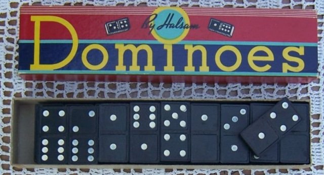 Vintage Set of Dominoes by Halsam in Box