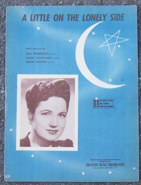 A Little on the Lonely Side 1944 Sheet Music