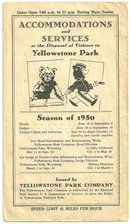 Accommodations and Services for Yellowstone Park 1950