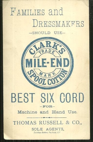 Victorian Trade Card for Clark's Mile End Spool Cotton