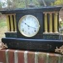 French Black Slate Mantle Clock, circa 1890