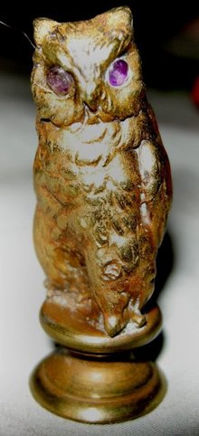 French Second Empire Owl Seal Gilt Bronze