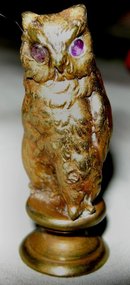 French Second Empire Owl Seal Gilt Bronze