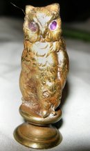 French Second Empire Owl Seal Gilt Bronze