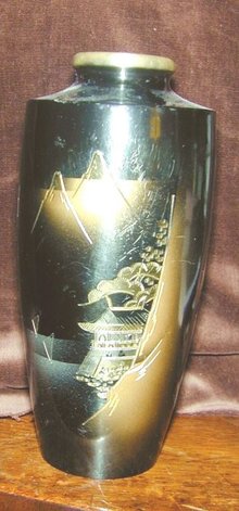Japanese Enamel Vase on Metal