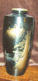 Japanese Enamel Vase on Metal
