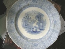Pr. Antique Georgian Blue &White Opaque Plates