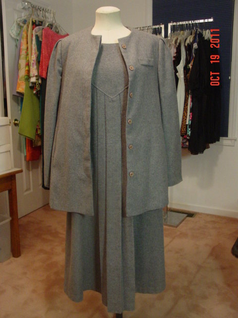 Vintage Gray Maternity Jumper Dress & Coat Size 10 by Lady in Waiting