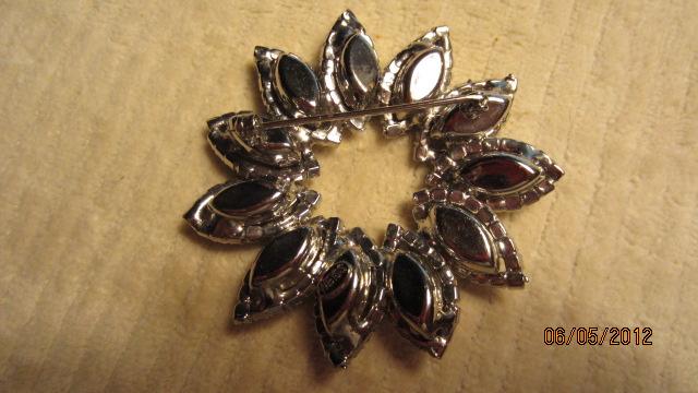 WEISS Vintage Smoky Topaz Rhinestone Flower Brooch