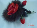 Vintage 50's Red Suede Rose Corsage Trimmed in Mink