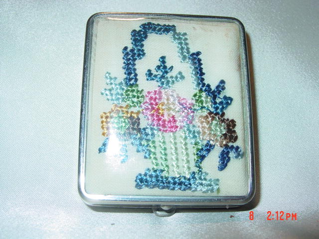 Vintage Petit Point Rouge and Powder Compact