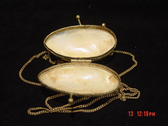 Antique Mother of Pearl Shell & Silver Change or Snuff Purse
