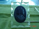 Book Piece 2 Sided Lucite Black Celluloid Mourning Cameo Pendant