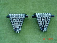Art Deco Black Plastic & Rhinestone Fur, Dress or Shoe Clips
