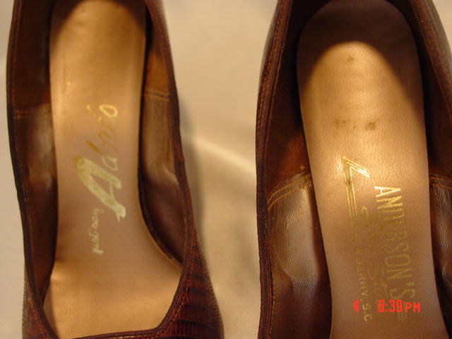 Vintage Brown Reptile Lizard Alligator Stiletto High Heel Shoes Size 7AAA