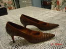 Gorgeous Chocolate Reptile Lizard Alligator & Brown Suede Adore Shoes Size 7AA