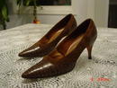 Gorgeous Chocolate Reptile Lizard Alligator & Brown Suede Adore Shoes Size 7AA