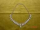 Vintage 1950's Powder Blue Glass Cabochon & Sapphire Blue Rhinestone Necklace