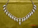 Vintage 1950's Powder Blue Glass Cabochon & Sapphire Blue Rhinestone Necklace
