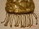Vintage Gold Sequins & Seed Beads Fringed Purse Handbag