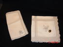 Swiss Handmade Pale Mocha Brode' Main Linen & Crochet Tea Tablecloth & 6 Napkins Set