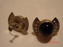 Mexico Silver & Black Glass (Onyx?) Screwback Earrings