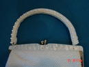Vintage White Bead Handbag with Mother of Pearl Clasp