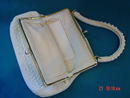 Vintage White Bead Handbag with Mother of Pearl Clasp