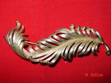 Monet Goldtone Feather Plume Pin Brooch