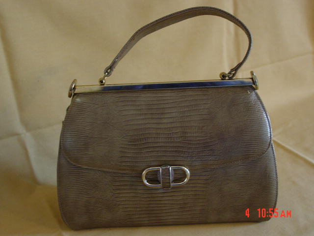 Vintage Tan Faux Alligator Purse Handbag