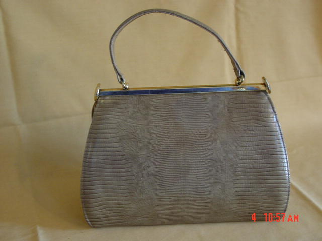 Vintage Tan Faux Alligator Purse Handbag
