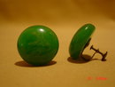 Marbelized Green Bakelite Button Screwback Earrings