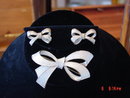 Pearl Colored Ribbon Bow Brooch Pin & Clip Earrings