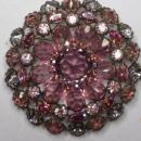 HUGE Signed Schreiner New York Pink Flower Brooch Pendant & Clip Earrings