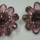 HUGE Signed Schreiner New York Pink Flower Brooch Pendant & Clip Earrings