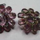 HUGE Signed Schreiner New York Pink Flower Brooch Pendant & Clip Earrings