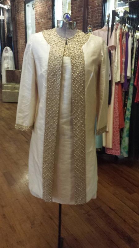 Sabina of India Lord & Taylor Raw Silk Cream Dress & Matching Coat