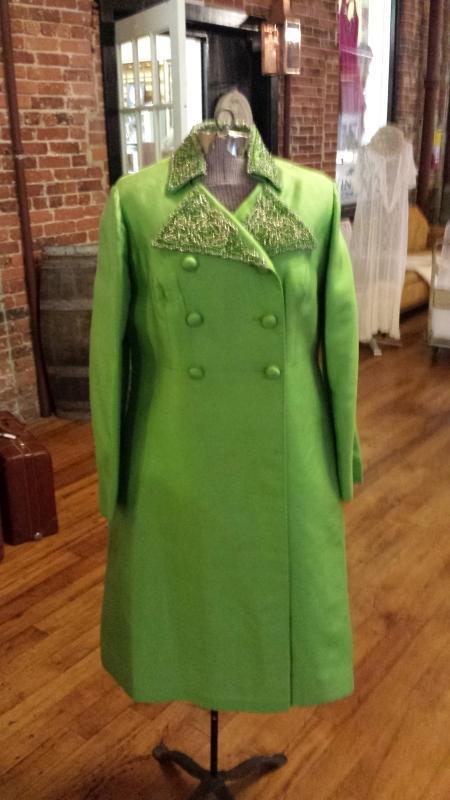 Harilela's Custom Tailors Lime Green Sheath Dress and Matching Coat