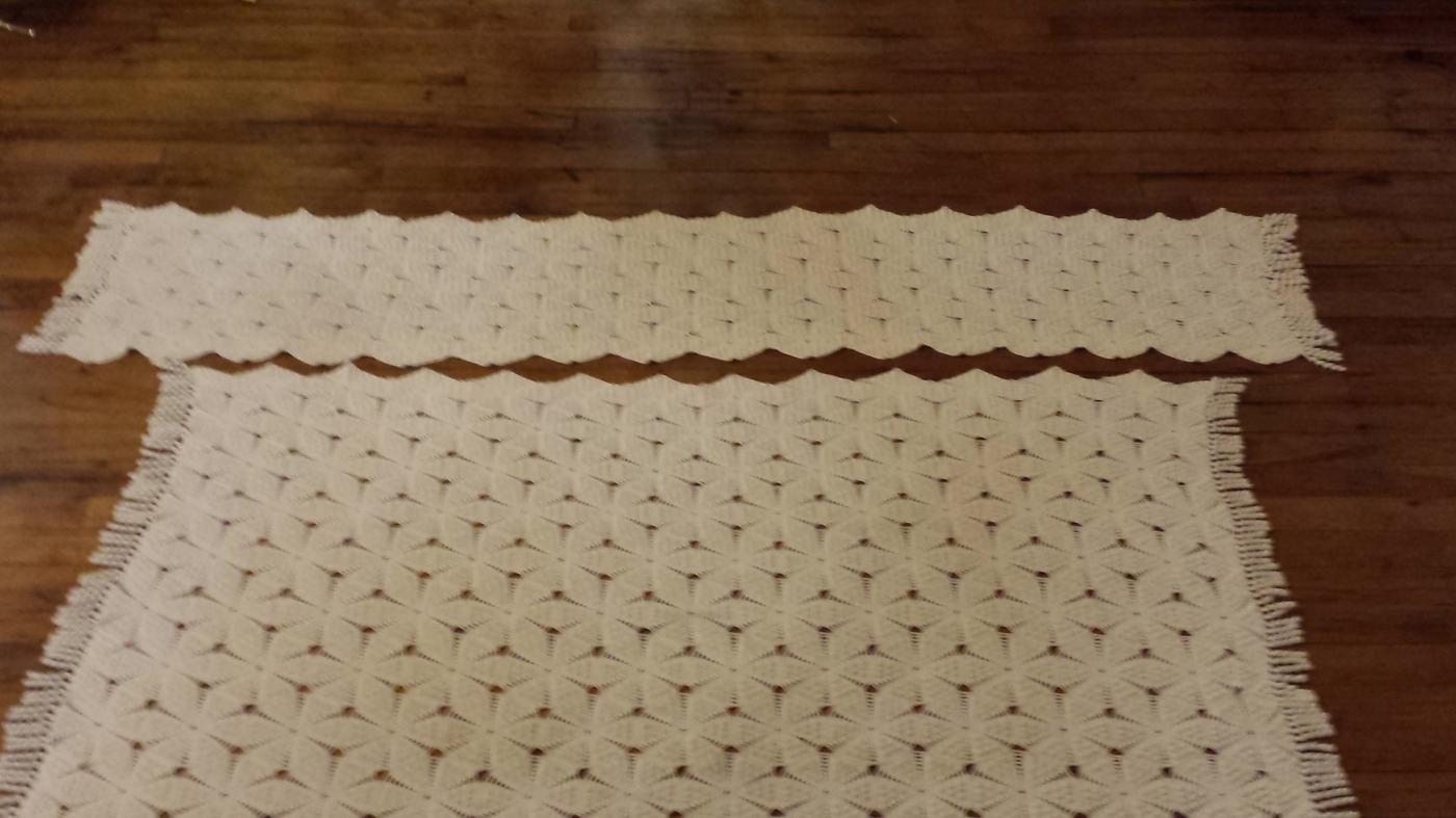 Vintage Ecru Popcorn Crocheted Coverlet Bedspread & Pillow Cover Spread