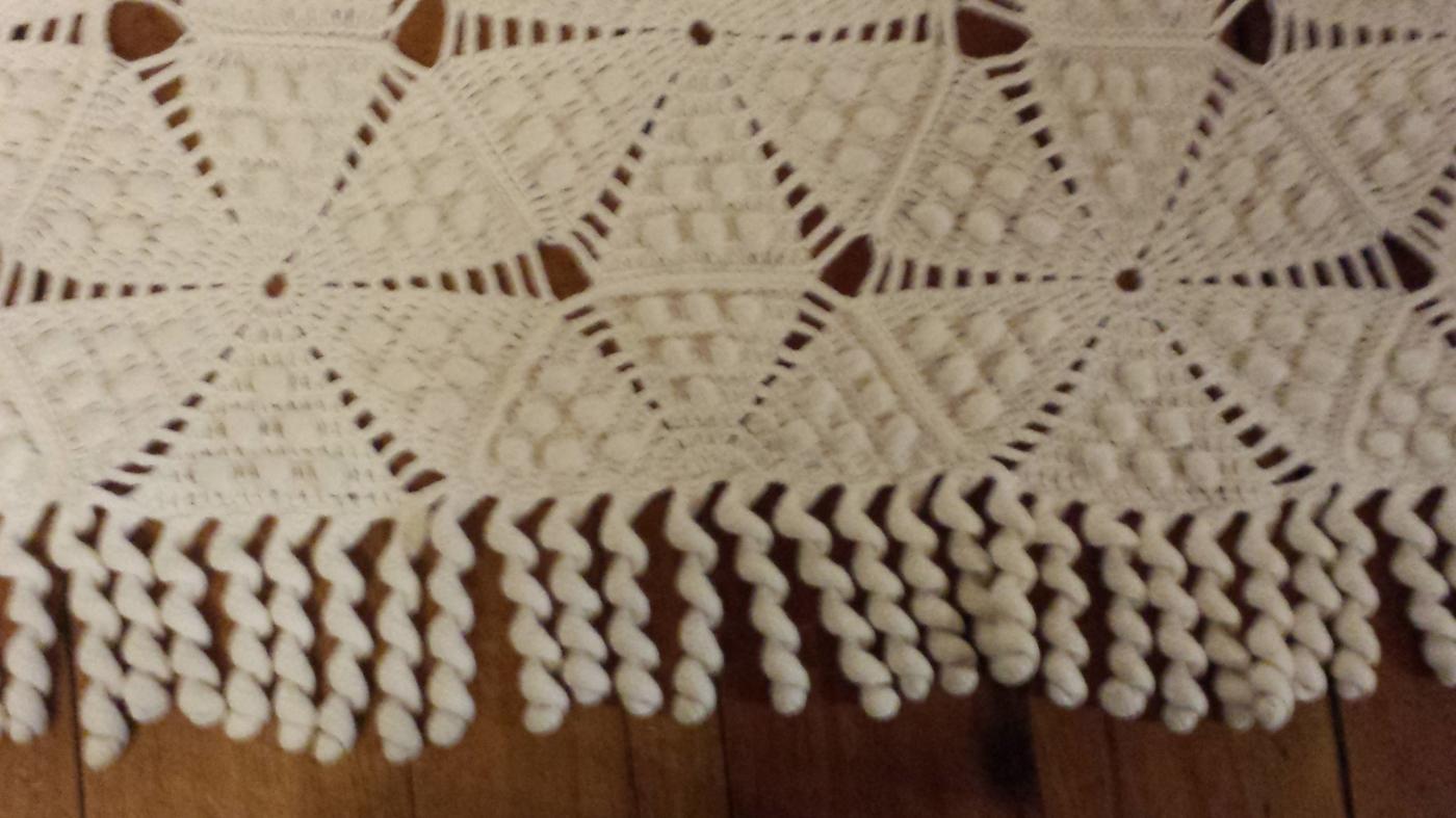 Vintage Ecru Popcorn Crocheted Coverlet Bedspread & Pillow Cover Spread