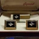 Heyward Gold Filled Onyx & Diamond Cuff Links & Tie Clip Set