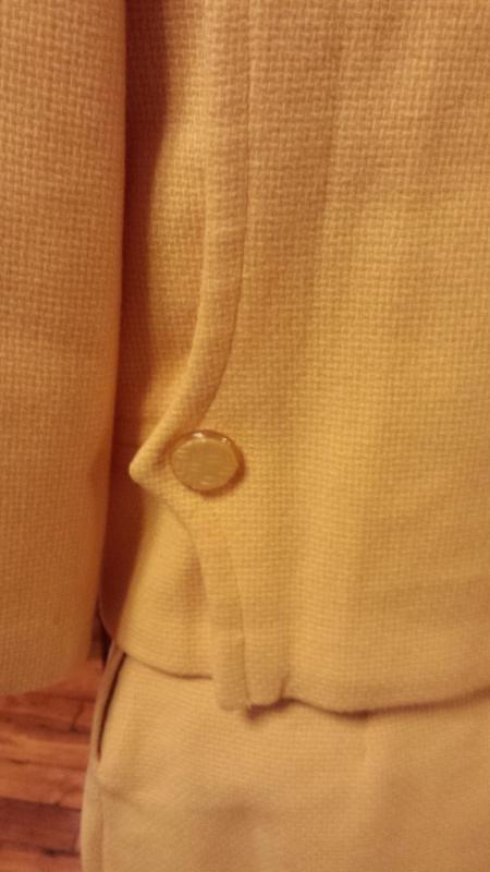 Vintage Jackie O Style Canary Yellow Wool Skirt and Jacket Suit with Mink Collar
