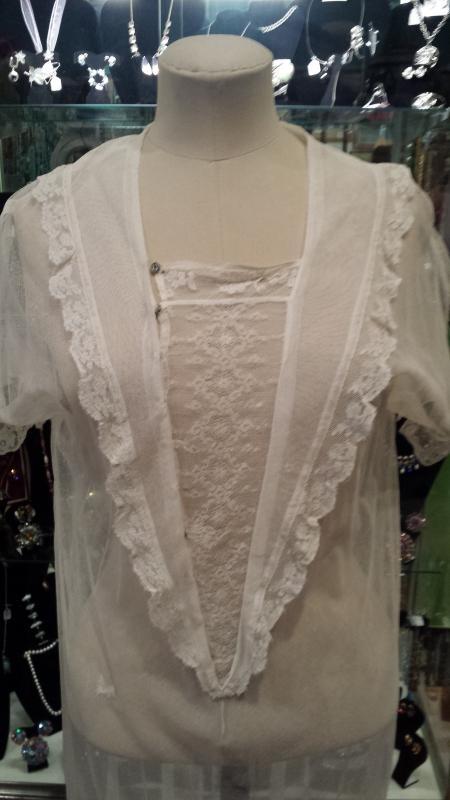 Antique Victorian White Gauze & Lace Tea or Garden Dress