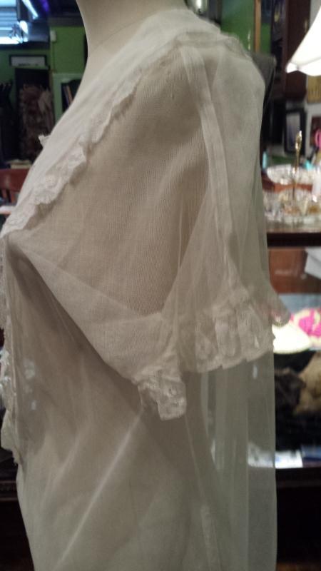 Antique Victorian White Gauze & Lace Tea or Garden Dress