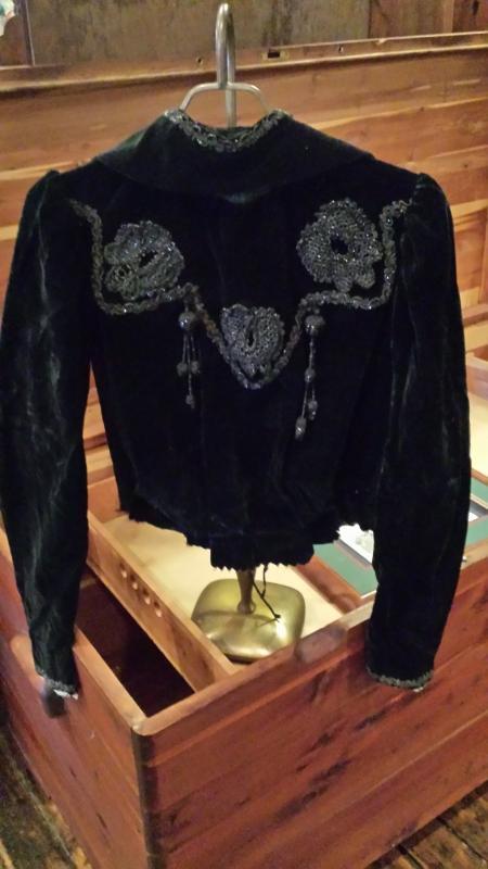 Antique Victorian Black Velvet Beaded Mourning Blouse Jacket