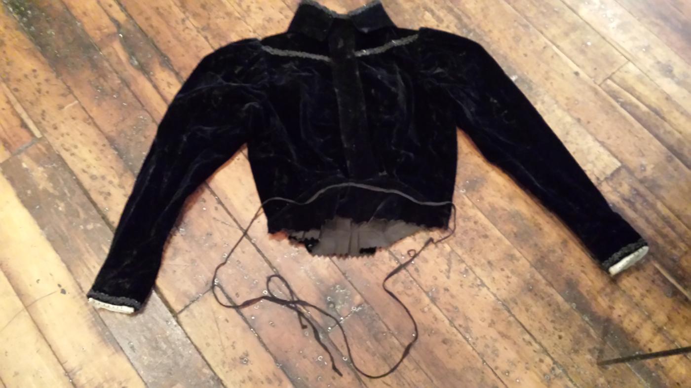 Antique Victorian Black Velvet Beaded Mourning Blouse Jacket