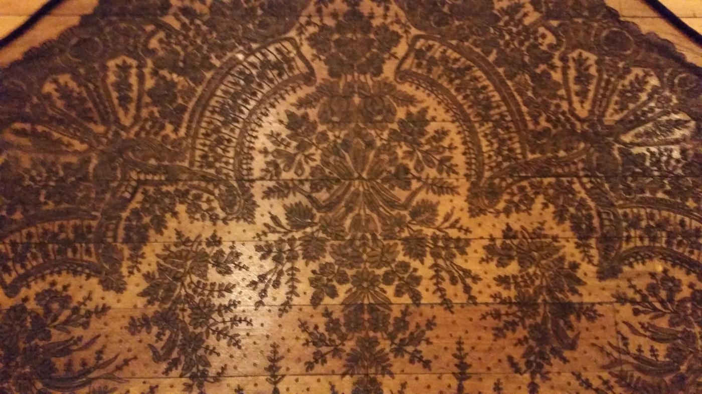 Antique Black Chantilly Lace Civil War Victorian Era Mourning Shawl