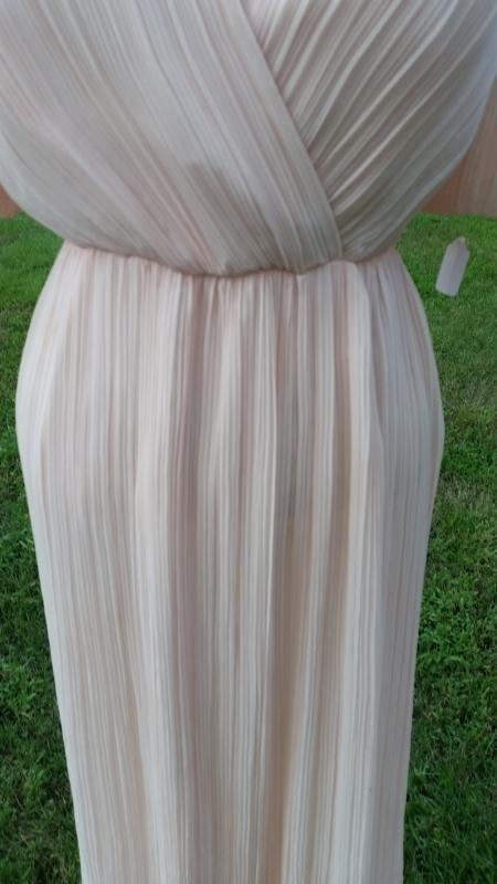 Vintage 70's Miss Elliette Pale Pink Crepe Chiffon Gown